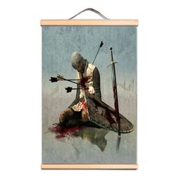 Vintage Templar Knight Wall Art Poster for Room Dormitory Wall Decor - Canvas Scroll Painting Wall Charts of Crusader Warrior LZ01