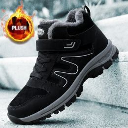 Shoes 2023 New Waterproof Winter Men Ankle Boots Plush Warm Snow Boot Unisex Women Work Hiking High Top Shoes Sneakers Nonslip Rubber