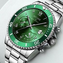 Wristwatches Fashion Mens Watches Waterproof Stainless Steel Day Date Watch For Men Quartz Wristwatch Luminous Calendar Male Clock