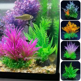 3Pcs Artificial Aquarium Decor Plants Water Weeds Ornament Aquarium Decoration Fish Tank Decoration Green Purple Water Grass 240305