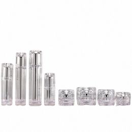 crystal Square Spray Bottle Face Cream Jar Makeup Tool Acrylic Suit Empty Pump Loti Bottle 100ml 5pcs/lot Makeup Accory A2s1#