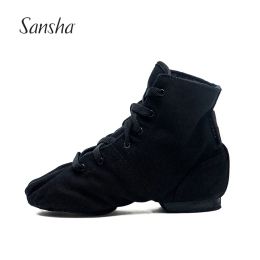 Boots Sansha Unisex High Vamp Jazz Boot Durable Canvas Suede Splitsole Black/White/Red Women Men Girls Modern Jazz Dance Shoes JB3C