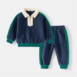 Clothing Sets Baby Boys' Infant Toddler Child Warm Fleece Home Suit Winter Spring Autumn Clothes 1-5Y Lapel Splicing Two Piece Set
