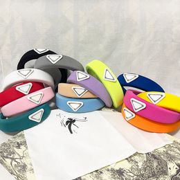 Famouse Brand Triangle Letter Headband Candy Colour Women Girl Letter Hairband with Stamp Hair Accessories High Quality Cotton HairBands Gift