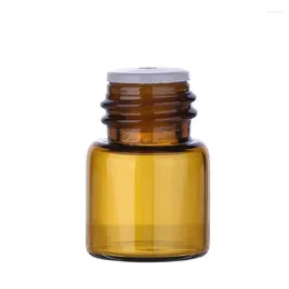 Storage Bottles 5/8 Dram (2ml) Amber Or Transparent Glass Essential Oil Bottle With Inside Plug And Black Caps LX7544