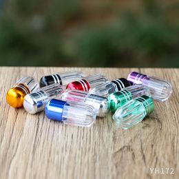 Portable Mini Empty Gelatin Capsules with Metal Caps Plastic Box Acrylic Bottle Case Holder Pill Case Dabber Wax Tobacco Container Medicine Box Jars