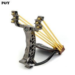 Slingshot Rubber Catapult Flat Band Folding Hunting Wrist Powerful Sports Outdoor Steel Fishing Bow Game Shooting Riapm