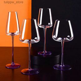 Wine Glasses 2 Pcs Lot Wine Glasses Goblet 2023 Latest Design Purple Crystal Wedding Party Wine Tasting Cup Luxury Bordeaux Champagne Flutes L240323