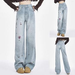 Women's Jeans Fashion Vintage Denim Trousers Women Baggy Pants High Waist Girl Style Streetwear Loose Straight Blue Washed Cargo