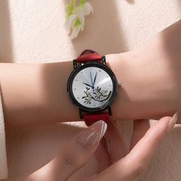 Fashionable New Korean Version Creative Frosted Belt Women's with Printed Diamond Student-centered Quartz Watch