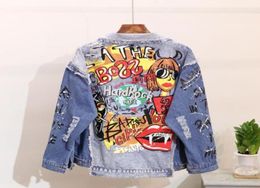 Women039s Denim Jacket Fashion Graffiti Print Long Sleeve Designs Loose Jean Coat Female Casual Jaqueta Feminina Ladies Outerwe8231532365