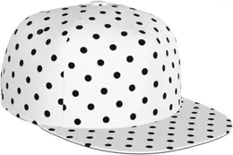 Ball Caps Polka Dot Black And White Simple Pattern Flat Bill Hat Unisex Snapback Baseball Cap Hip Hop Style Visor Blank Adjus