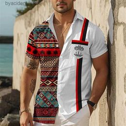 Men's Casual Shirts Mens T-shirt short sleeved button up casual plain weave Hawaii soft and comfortable T-shirt outdoor street top L240320