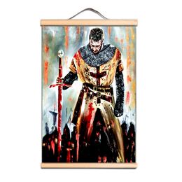 The Crusades Armour Warrior Canvas Art Print Poster Vintage Masonic Knights Templar Scroll Painting Wall Hanging Decor Drawing LZ01