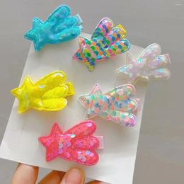 Hair Accessories 2pcs Glitter Meteor Shape Clips Sequins Rainbow Colour Girl Barrette Fashion Kid Star Grips Accessory With Tassel