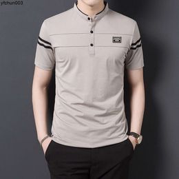 Summer Mens T-shirt Fashion Stand Collar Trend Slim Fit Youth Short Sleeve Casual Korean Version