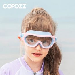 COPOZZ Professional Big Frame Kids Swimming Goggles Anti Fog Wide View Gear for Boys Girls Children glasses swim 240312