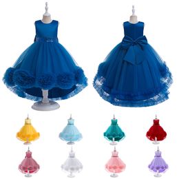 Beauty Purple Blue Yellow Green Jewel Hi-Lo Flower Girl Dresses Girl's Birthday Dresses Girls Party Skirt Girl Everyday dress Kids' Party Wear SZ 2-4 D323148