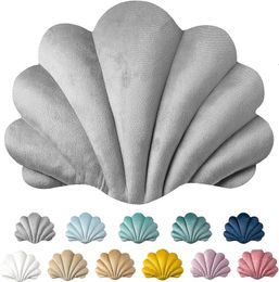 Inyahome 3D Throw Decor Pillows Shell Shaped Accent Throw Pillow Soft Velvet Insert Included Cushion for Couch Bed Living Room 240322