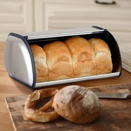 Stainless Steel Bread Box Large Capacity Cake Bin Dustproof Food Organizer Bakery Storage Container For Keeping Fresh 240307