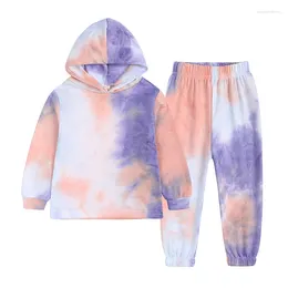 Clothing Sets Girls Clothes Children Tie-dyed Sweatshirt Sweatpants Hooded Toddler Outfits Kid Baby Tracksuits Fashion Suit