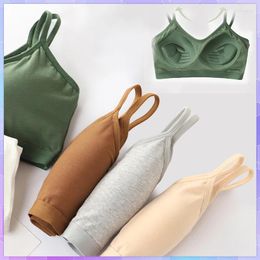 Women's Tanks Elastic Sports Bra Bralette Push Up Seamless Bras Without Frame Summer Sexy Crop Tops With Cups Woman Gym Cami Tank Top Tube