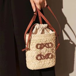 Bolsa de palha de verão mini balde bolsa de praia feminina casual totes cesta artesanal bolsa de designer bolsa de luxo bolsa de viagem bolsa de ombro bolsa crossbody