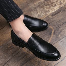 Shoes Evening Dress Men Shoes High Quality Black New Stylish Design Slipon Shoes Casual Formal Office Leather Shoes Luxury Career