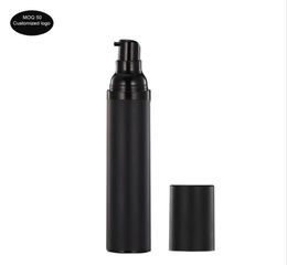 50pcslot Korea 15ml 30ml 50ml airless bottle all black spray vacuum pump bottle lotion bottle used for Cosmetic Containe9863589