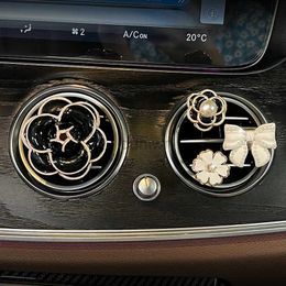 Car Air Freshener 1 set of creative diamond flower air outlet aromatherapy clip car air freshener solid perfume diffuser bow decoration clip accessories 24323