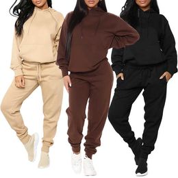 Womens Custom Organic Cotton Crop Top Jogger Pants Sweatshirt 2 Piece Jogging Track Suit Hoodie Set Tracksuit for Women