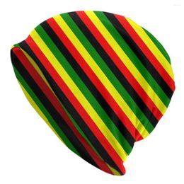 Berets Rasta Colours Red Green Gold Bright Coloured Striped Skullies Beanies Caps Hip Hop Warm Knitted Hats Adult Jamaican Bonnet