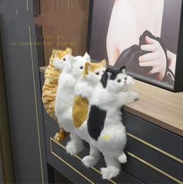 Novelty Items Realistic Cat Plush Toys Lifelike Fur Furry Stuffed Cat Dolls Simulation Kitten Models Animals Birthday Christmas Gift For Child