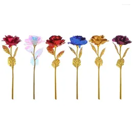 Decorative Flowers Fashion Romantic Lover Gifts Wedding Dipped Long Stem 24K Gold Foil Rose Flower Valentine's Day Gift Handcraft