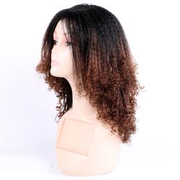 Wigs Synthetic Wigs Short Kinky Curly Wigs for Black Women Ombre Black and Brown 150% Density Yaki Hair Wig Cosplay Wig 12"