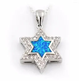 Chains Religious Jewish Jewelry Star Of David Chai Hebrew Blue Fire Opal Pendant Necklace