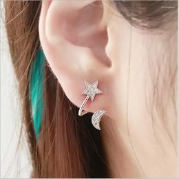 Stud Earrings 2024 Design Arrival High Quality Crystal Moon Star Rhinestone Pentacle Pendant Love Female Gifts