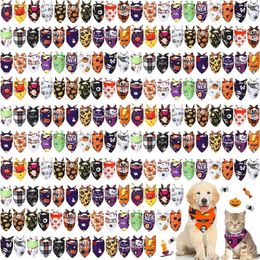 Dog Apparel 30Pcs Halloween Bandana Bulk Pumpkin Ghost Pet Cat Bibs Triangle Scarf Kerchief For Small Medium Large