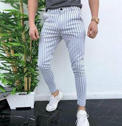 Fashion Men039s Slim Fit Stripe Business Formal Pants Casual Office Skinny Long Straight Joggers Sweat Pants Trousers1151729