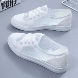 Boots Sexy Lace White Shoes Women Flats Sneakers Summer 2023 New Female Causal Shoes Black Canvas Vulcanize Sneakers For Woman Black