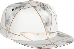 Ball Caps Geometric Marble Art Pattern Flat Bill Hat Unisex Snapback Baseball Cap Hip Hop Style Visor Blank Adjustable Black