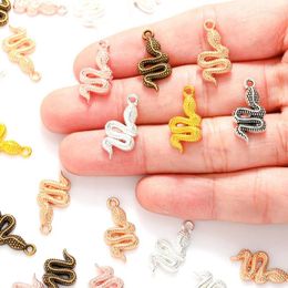 Charms 15pcs 6 Color Animal Snake Alloy Metal For Earring Pendants DIY Handmade Jewelry Accessories Making 21 10mm D9341