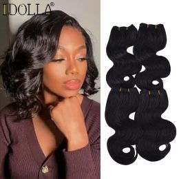 Weave Weave Body Wave Hair Bundles Synthetic Short Weave Natural Ombre Hair For Black Women 810 inch 4Pieces/Lot Loose Deep Wave