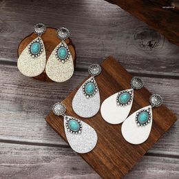 Dangle Earrings Renaissance Western Style Sequin Leather For Women Luxury Fashion Turquoise Pendant Designer Jewelry