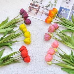 Decorative Flowers 5pcs Silicone Parrot Tulip Artificial Flower Bouquet Luxury Home Living Room Deco Flores Fake Plant