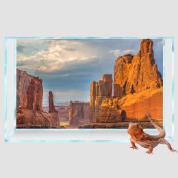 Decor Reptile Habitat Background Red Rock Desert 3D HD Printing Wallpaper Fish Tank Aquarium Backdrop Decorations PVC Landscape Poster