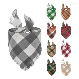 Dog Apparel Plaid Pet Scarf Comfortable Absorbent Breathable Cleaning Towel Bandana Collar Bibs Triangular Bandages For Cats