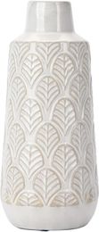 10 Inch White Ceramic Vase, Flower Vase for Home Decor, Boho Vases for Pampas Grass, White Vases