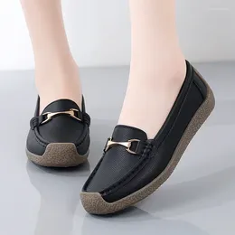 Casual Shoes Genuine Leather Women Flats 2024 Spring /autumn Woman Slip-on Loafers Moccasins Female Boat Big Size 44
