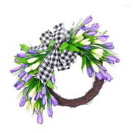 Decorative Flowers Spring Wreath For Front Door Realistic Florals Hangings Wall Decorations